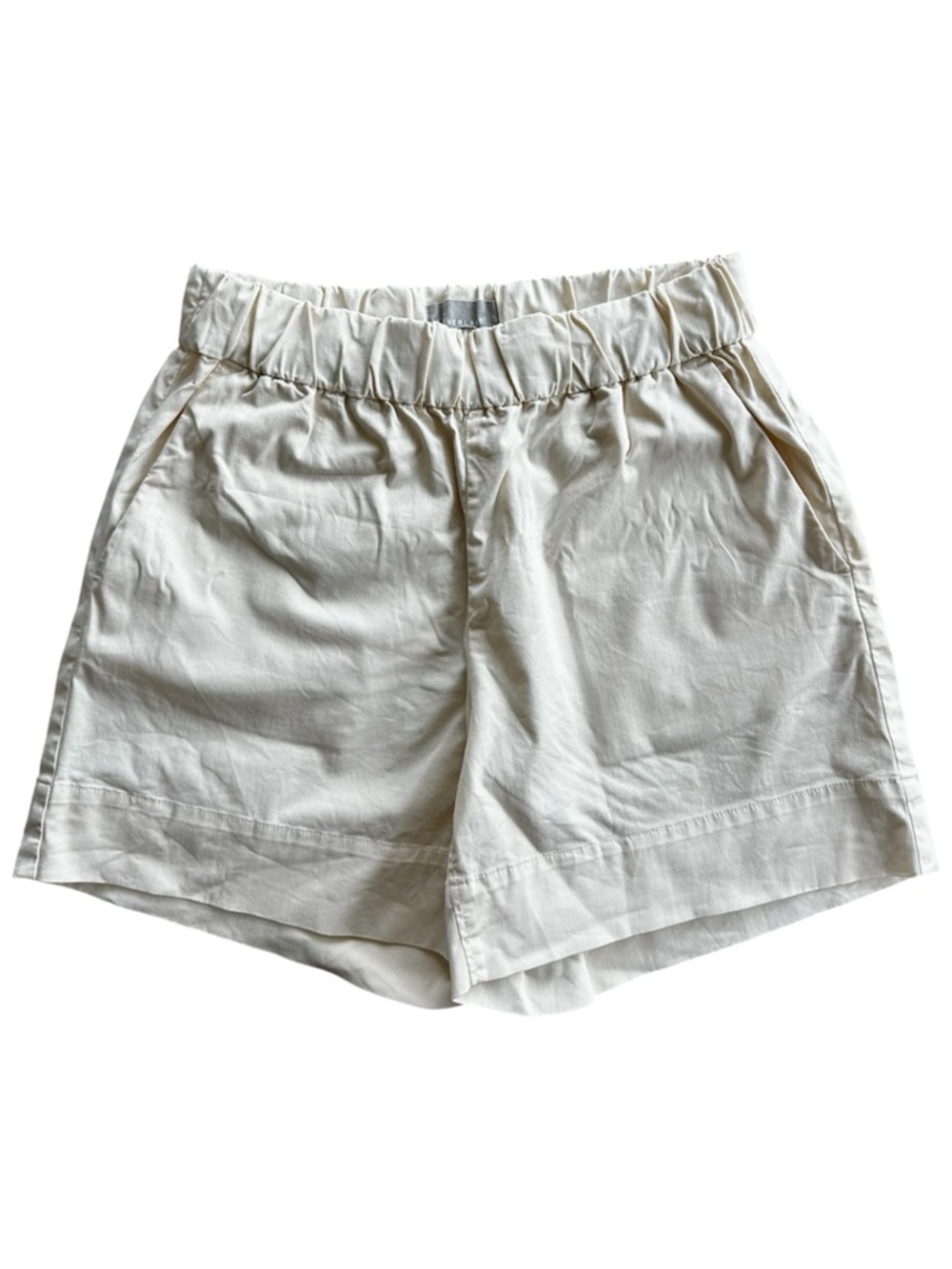 Everlane The Easy Short Pull-On Cotton Shorts Elastic Waist Cream Size 4 Women's